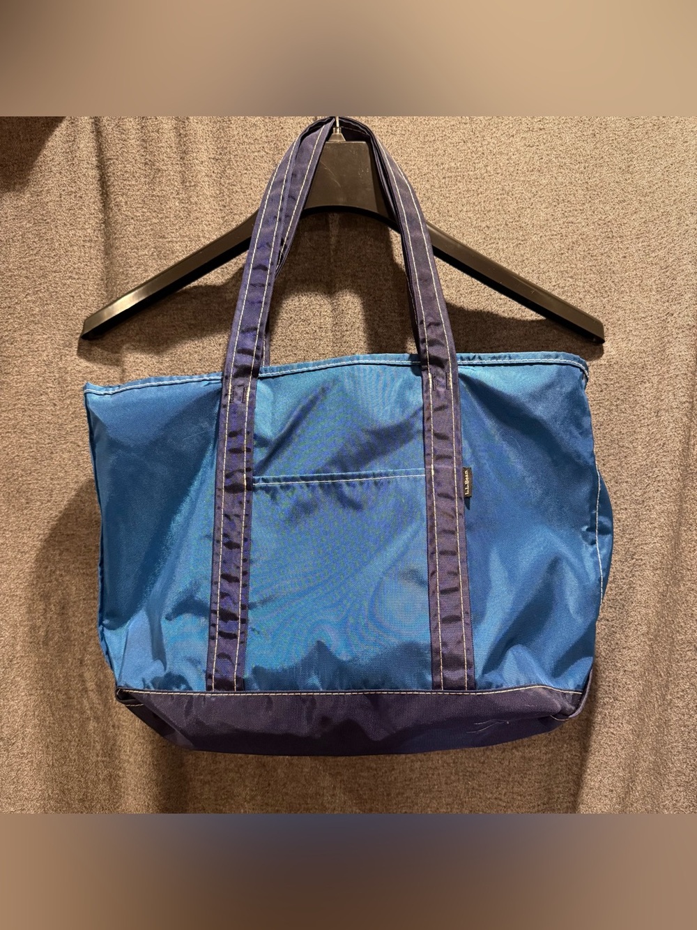 Vintage LL Bean NYLON Boat And Tote Bag Zippered Blue White Stripe Rare 80s 90s